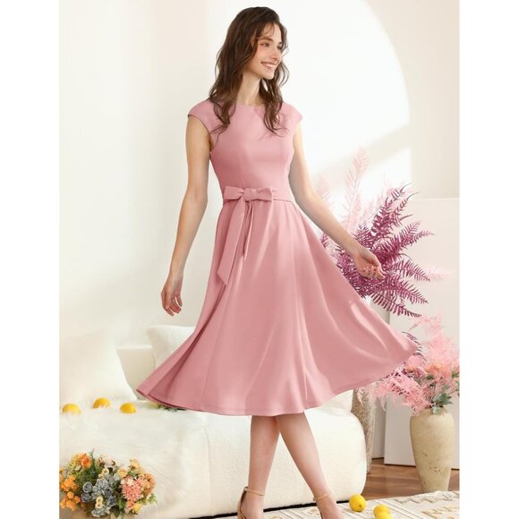 Dresstells Women's Dustyrose Modest Vintage Cocktail Formal Party Dresses - Picture 3 of 5